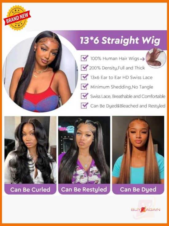 32 Inch 13x6 Lace Front Wig Human Hair 200% Density Straight HD Lace Frontal Wig